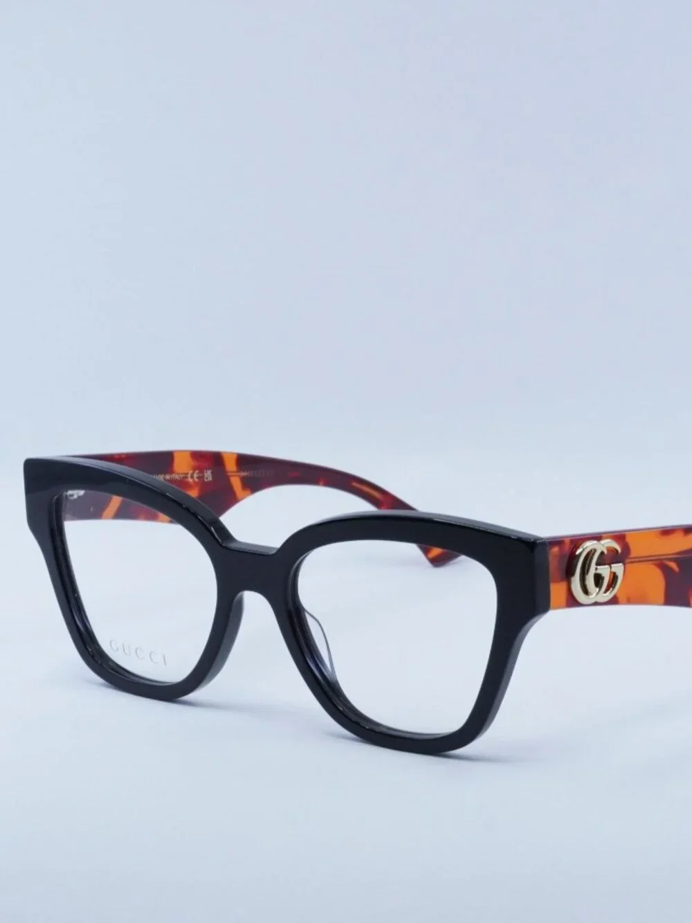 Gucci GG1424O 007 Eyeglasses Black / Havana 54mm Cat Eye Frame
